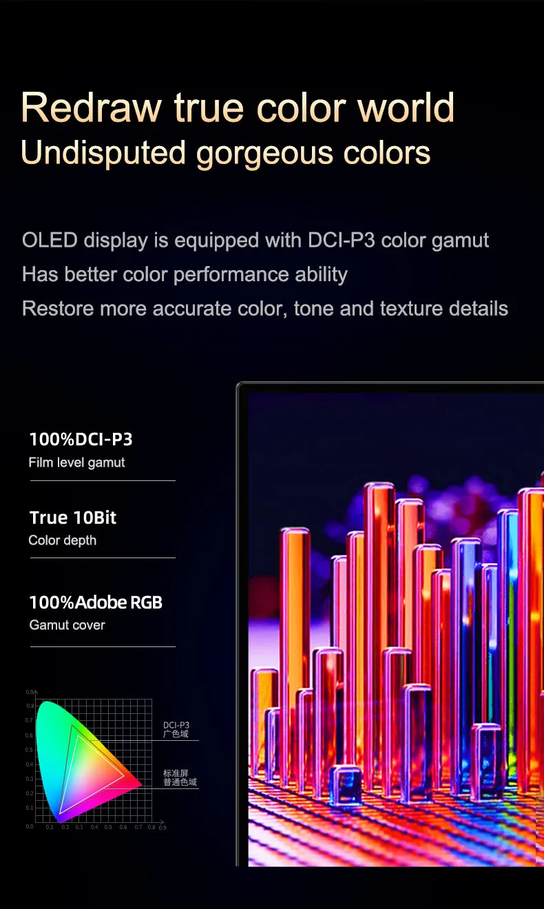 15,6 Zoll 4K OLED Tragbarer Monitor 550Nit USB-C HDMI-kompatibler externer Gaming-Monitor für Xbox Switch Laptop MacBook Phone – Detail 8