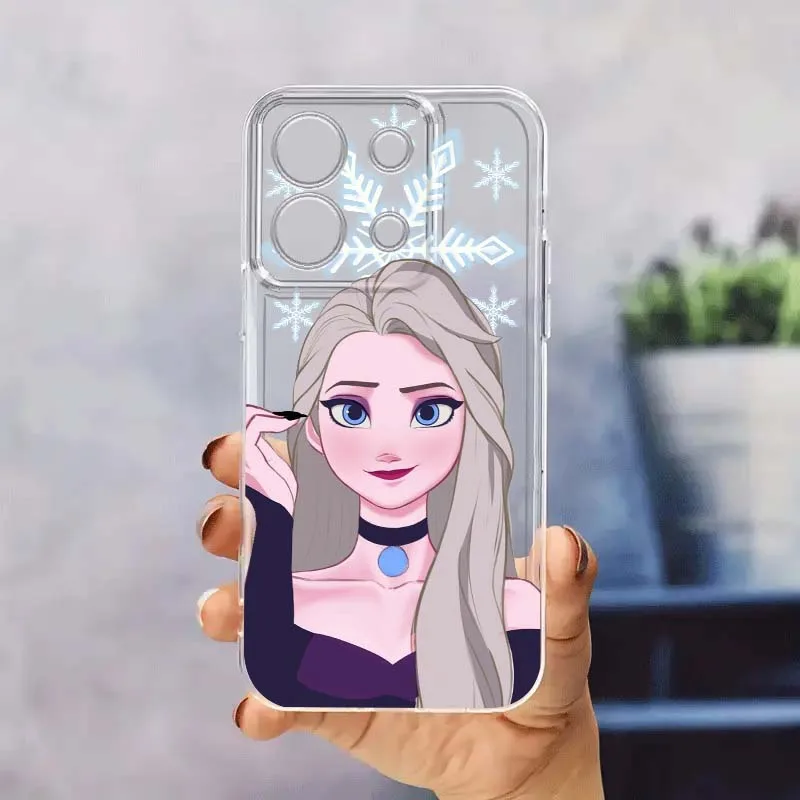 

Disney Princess Elsa For Xiaomi Redmi 10 11 K30 K40 K50 K60 K70 Pro Prime Plus Ultra Zoom 5G TPU Transparent Phone Case