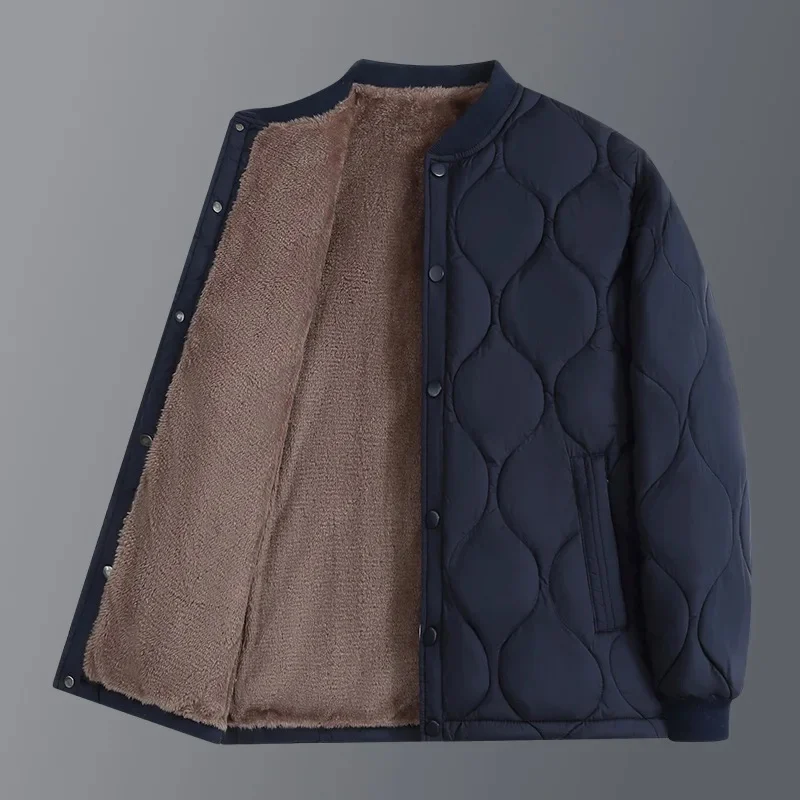Men's Thickened Fleece Lined Loose Winter Jacket Inner Vest Grandpa Style Cotton Clothes For Middle-Aged And Elderly