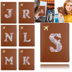 Passport Cover Passport Protector Portable Passport Lid Container Travel PU Business Card Cash Storage Case Rose Flower Pattern
