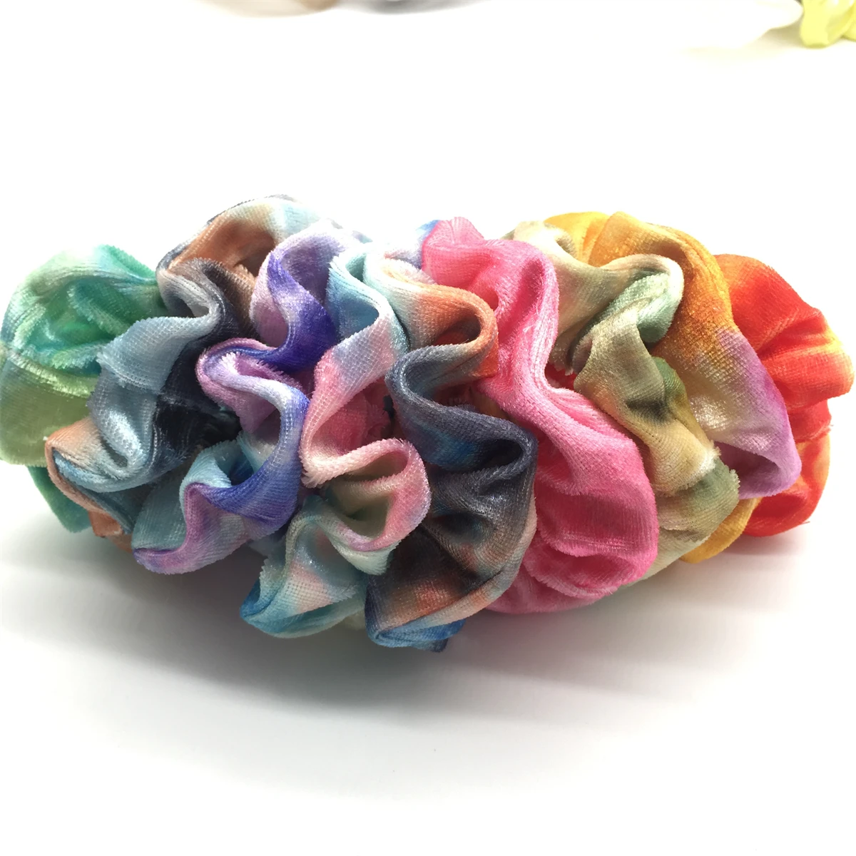 5pcs Hair Scrunchies Elastic Rope For Women Holder Head Bands Headwear Accessories Fabric Cloth Velvet Tie Dye Style Scrunchy