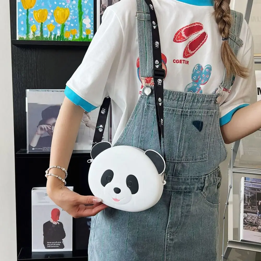 Cute Cartoon Panda Crossbody Bag Animal Multifunctional Panda Silicone Bag Zipper Wallet Cartoon Coin Purse Travel