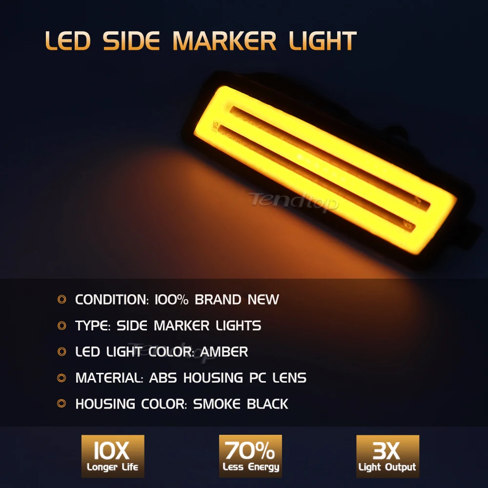 2x Amber LED Bumper Side Marker Light For VW 2006-2009 MK5 Golf/GTI Rabbit 2005-2010 Jetta, 2008 R32 OEM Front Side marker Lamps