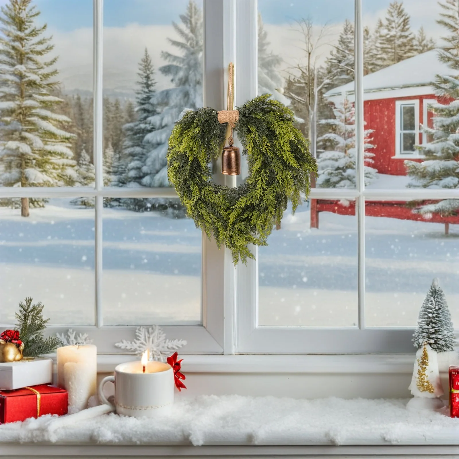 

Christmas Decorations Home Door Garland with Bell Wreath Artificial Cedar for Doors
