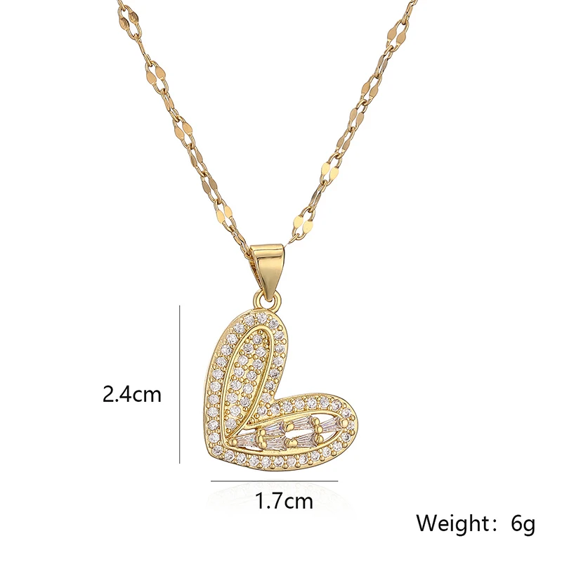 GANPUP Süße Zirkon-Herz-Liebesanhänger-Halskette für Frauen Elegante Mode Neue Halskette Schmuck-Accessoires Geschenk Party Ожерелье – Detail 1