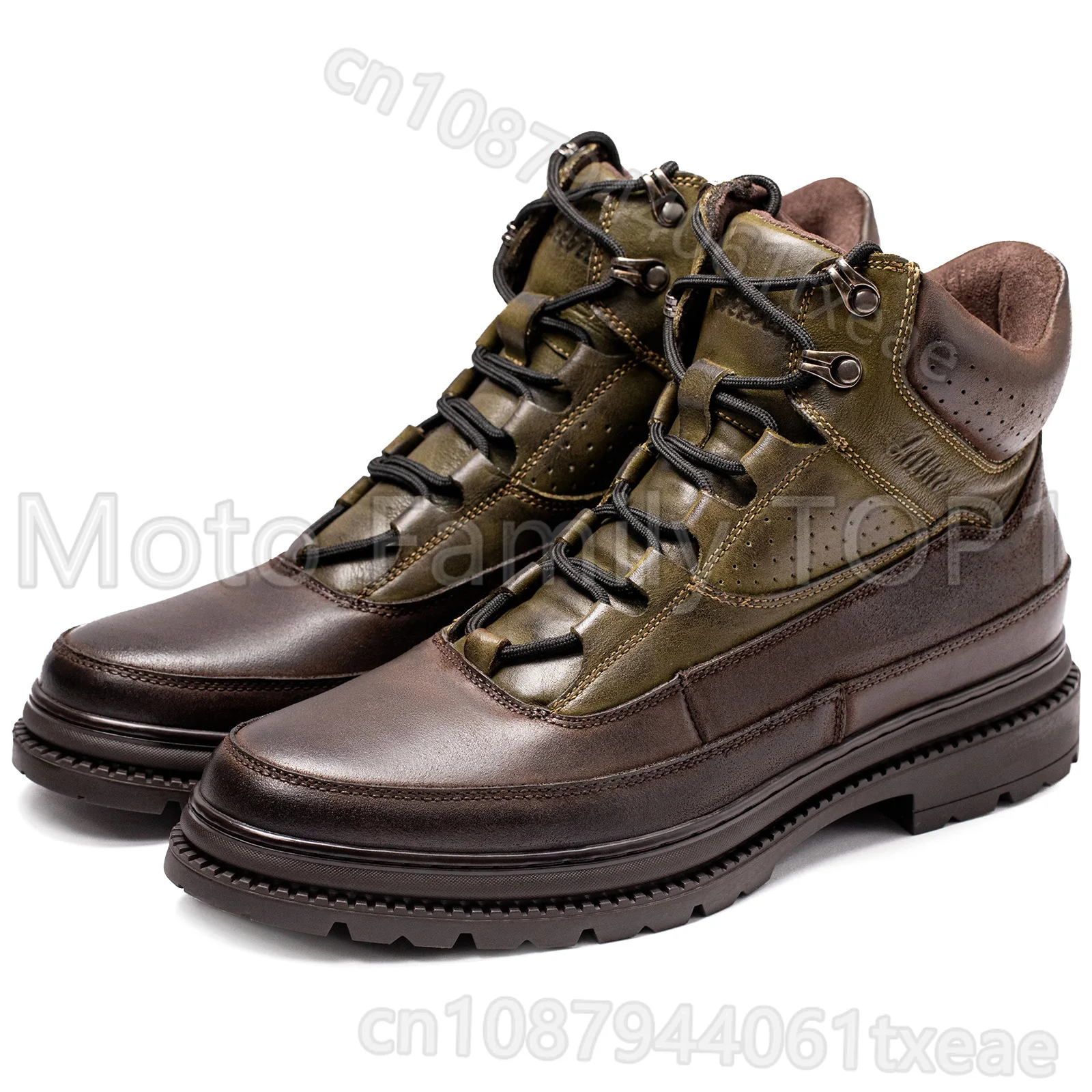 

Мужские ботинки в стиле ретро, средние ботинки первого слоя из воловьей кожи в тон, нескользящие и износостойкие уличные мужские мотоциклетные ботинки