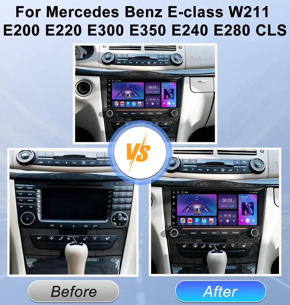 Android Auto Multimedia Player For Mercedes Benz E-class W211 E200 E220 E300 E350 E240 E280 CLS No2Din Car Radio GPS Carplay BT view 2