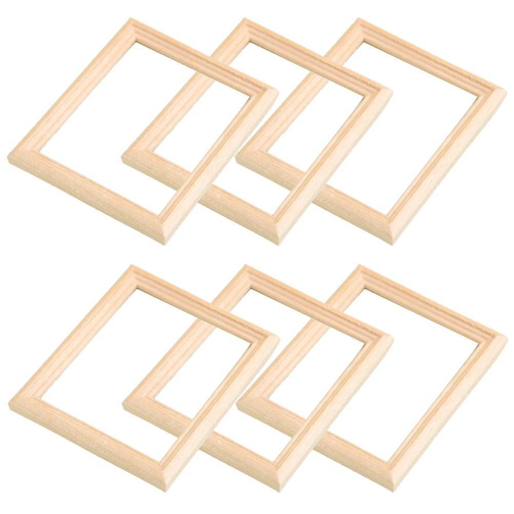 

4pcs Mini Wooden Furniture Miniature Photo Frames Decorative Accessories Tiny House Crafts Wood Frames Mini Photo Frame Micro