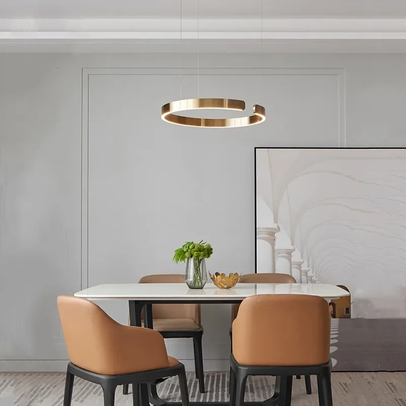 LED Chandelier Light Round Rings Style Modern Study Dining Room Island Bedroom Hanging Lamp Gold Restaurant Kitchen Bar Fixtures
