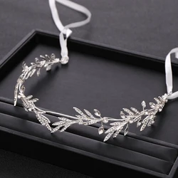 Wedding Hair Accessories Silver color Crystal Headband And Crown Leaf Rhinestone Wedding Headband Hair Band Bride Female Tiara