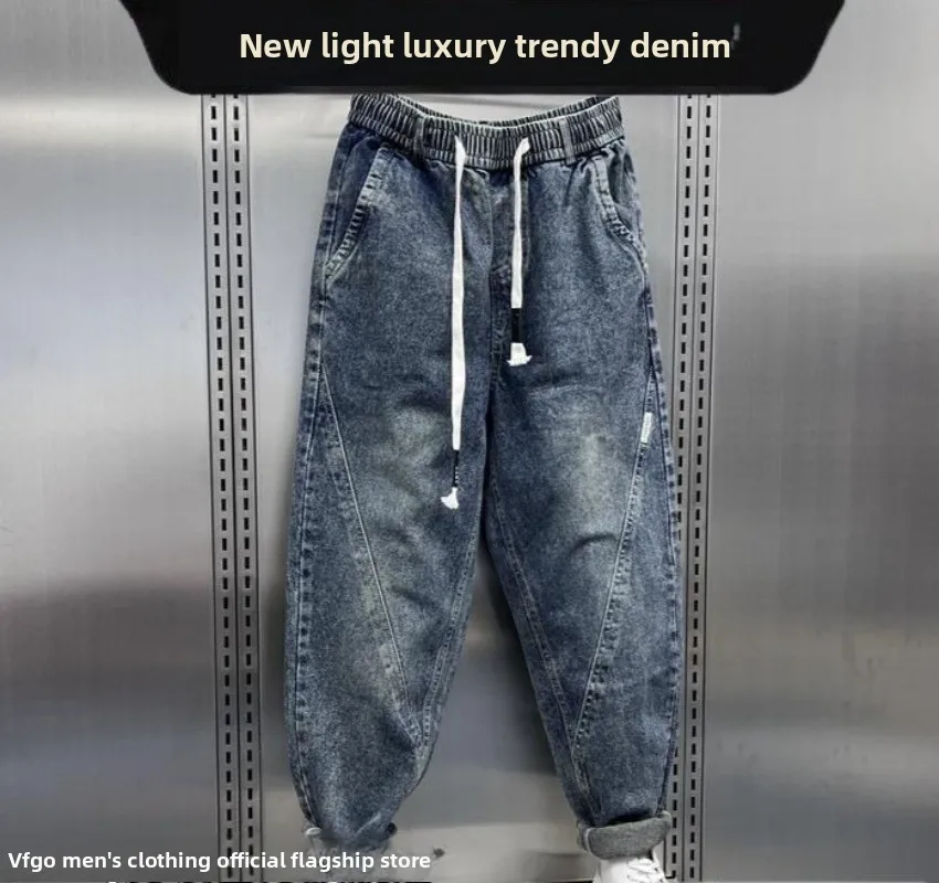 Luxury Man Clothing Washed Polished White Summer Loose Straight Jeans Men's Retro Thin Casual Pants Ripped Drawstring Dad Pants view 4