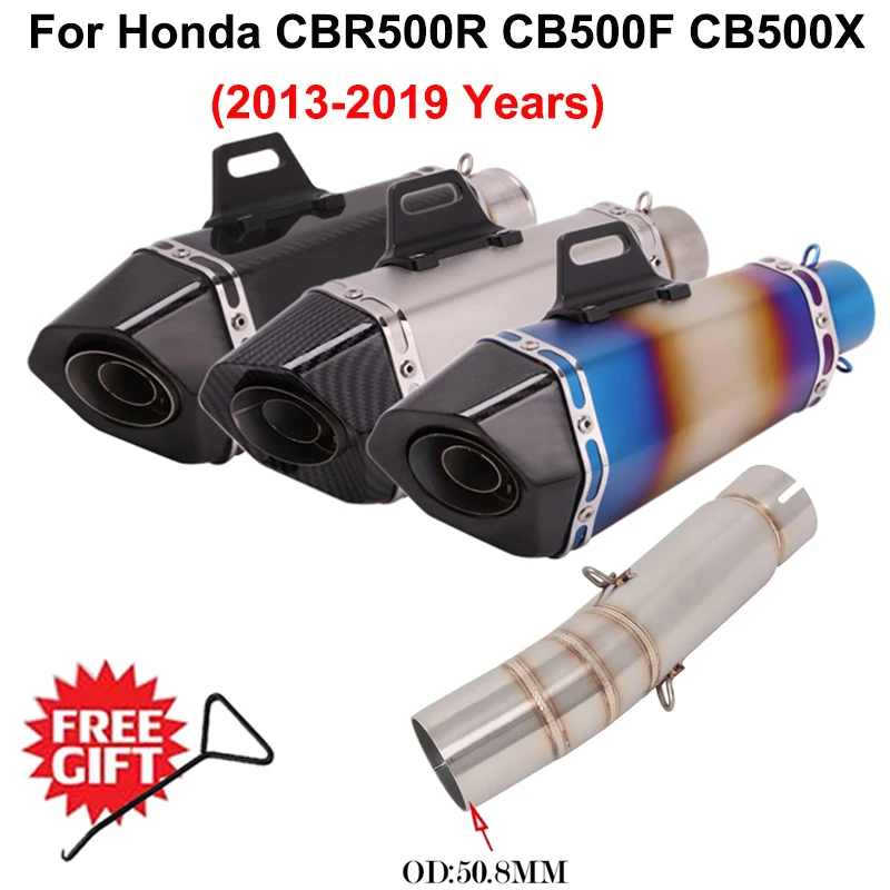 

Надевается для HONDA CBR500 CB500F CBR500R CB500X 2013-2019 мотоциклетная выхлопная труба с глушителем среднего звена DB Killer