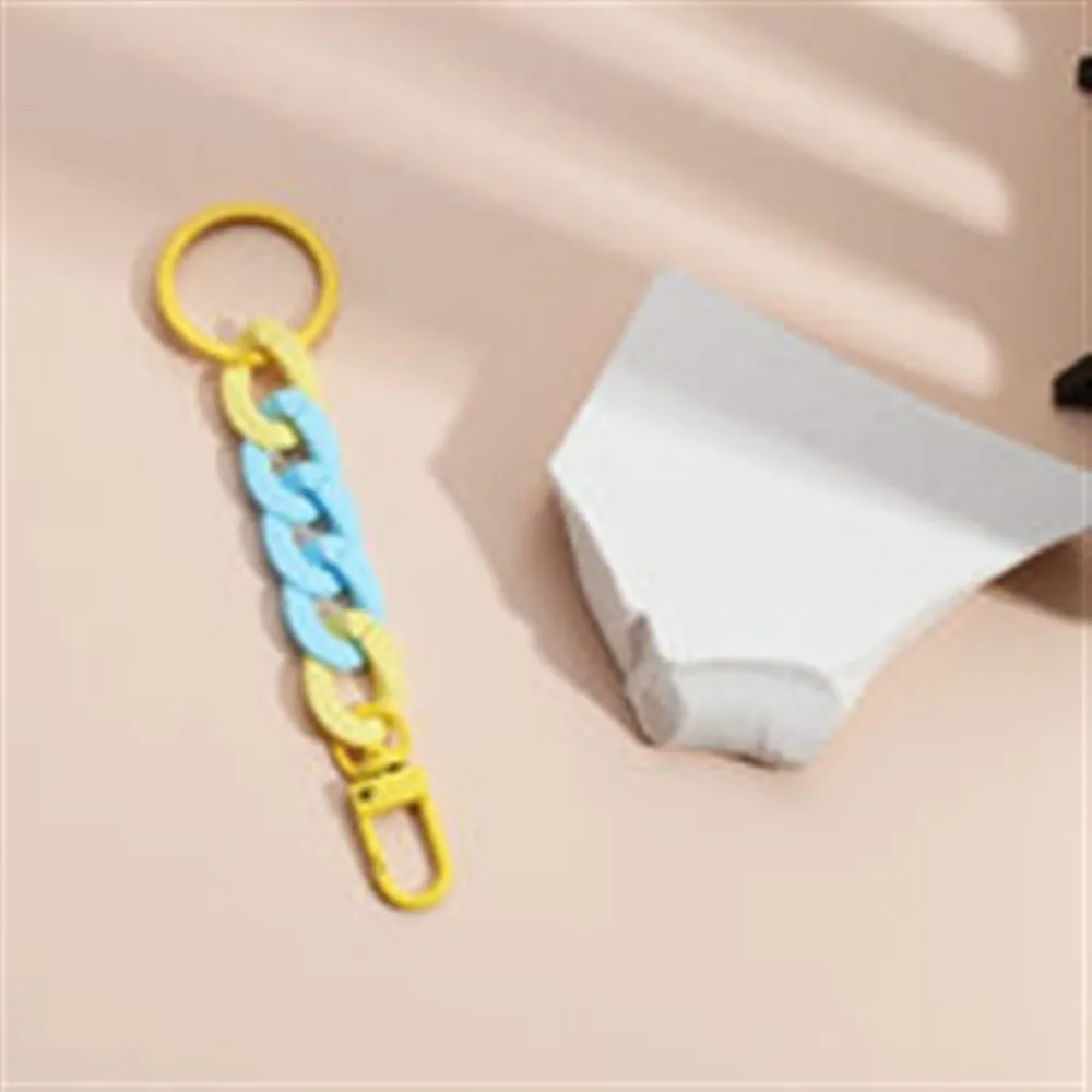 Matte Acrylic Chunky Chain Keychain Macaroon Color Lightweight Wrist Lanyard Detachable Clasp Candy Color Keyring Backpack