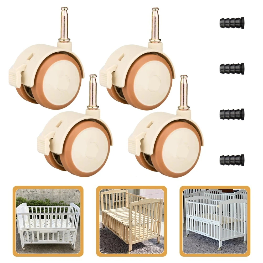 4Pcs 360-Degree Rotation Swivel Castors Set Quiet Rubber Caster Wheels For Baby Cots Dining Chairs Furniture Cart Workbench