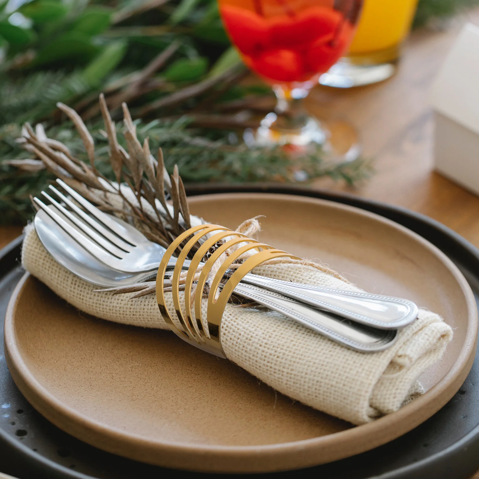 

6 Pcs Napkins Ring Buckle Decoration Metal Gold Delicate Golden Beautiful Simple Banquet