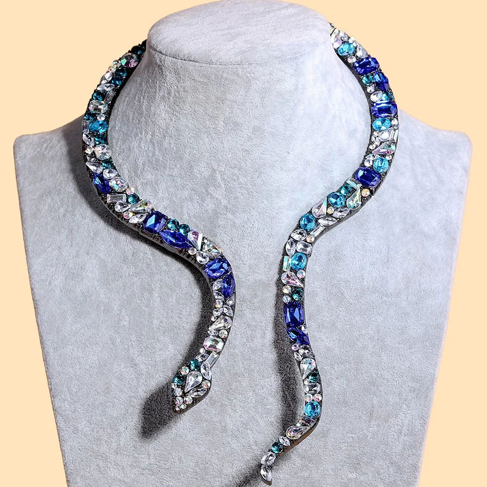 Full Cubic Zircon Snake Snakelike Collar Necklace