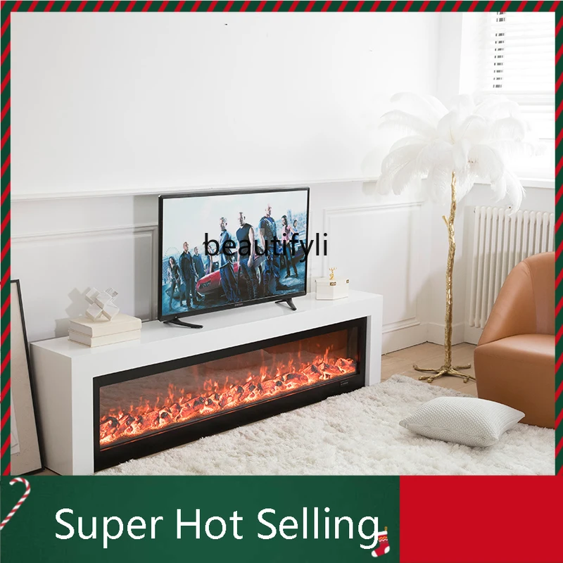 

D071 Fireplace TV Cabinet Nordic Minimalism Customized Curio Cabinet Simple Designer Furniture Villa 2 M Simulation Flame Heatin