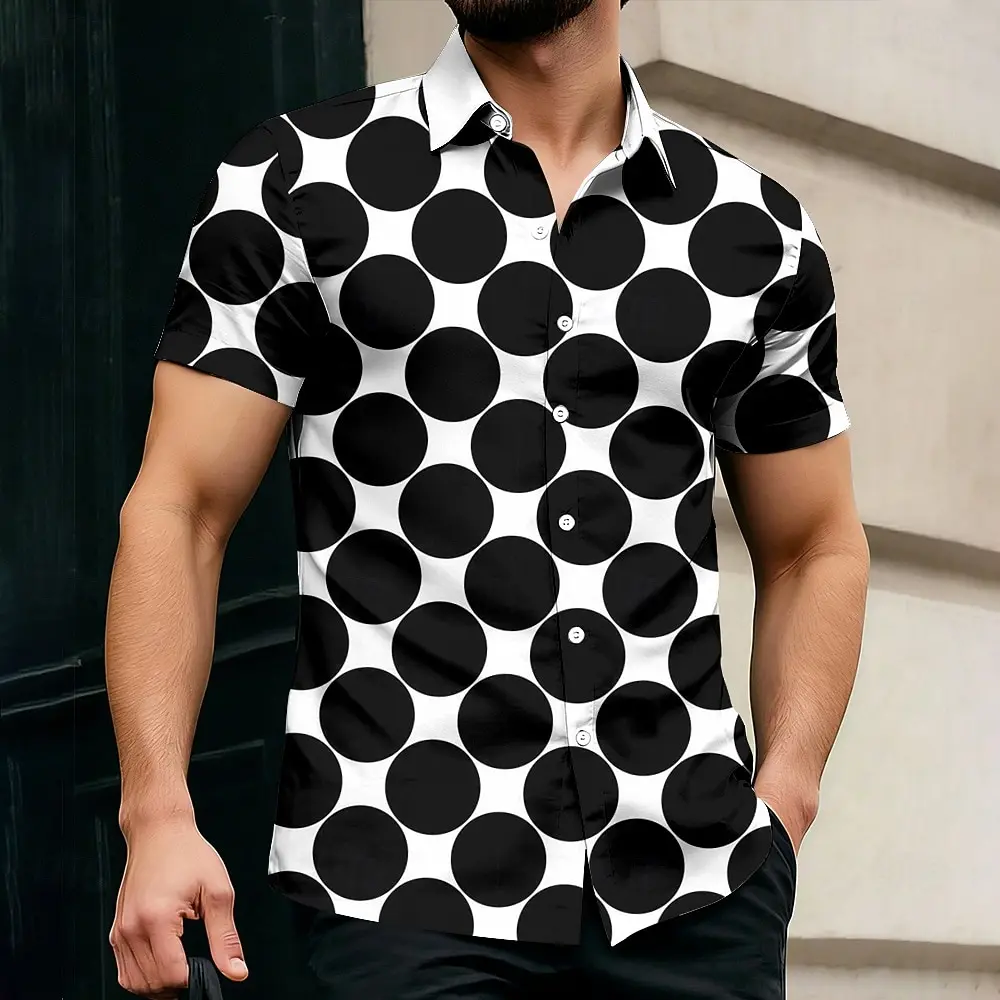 

Men's Geometric Round Dots Shirt Casual Shirt Button Up Shirt Short Sleeve Fashion Casual Daily Vacation Summer Spring Shirts