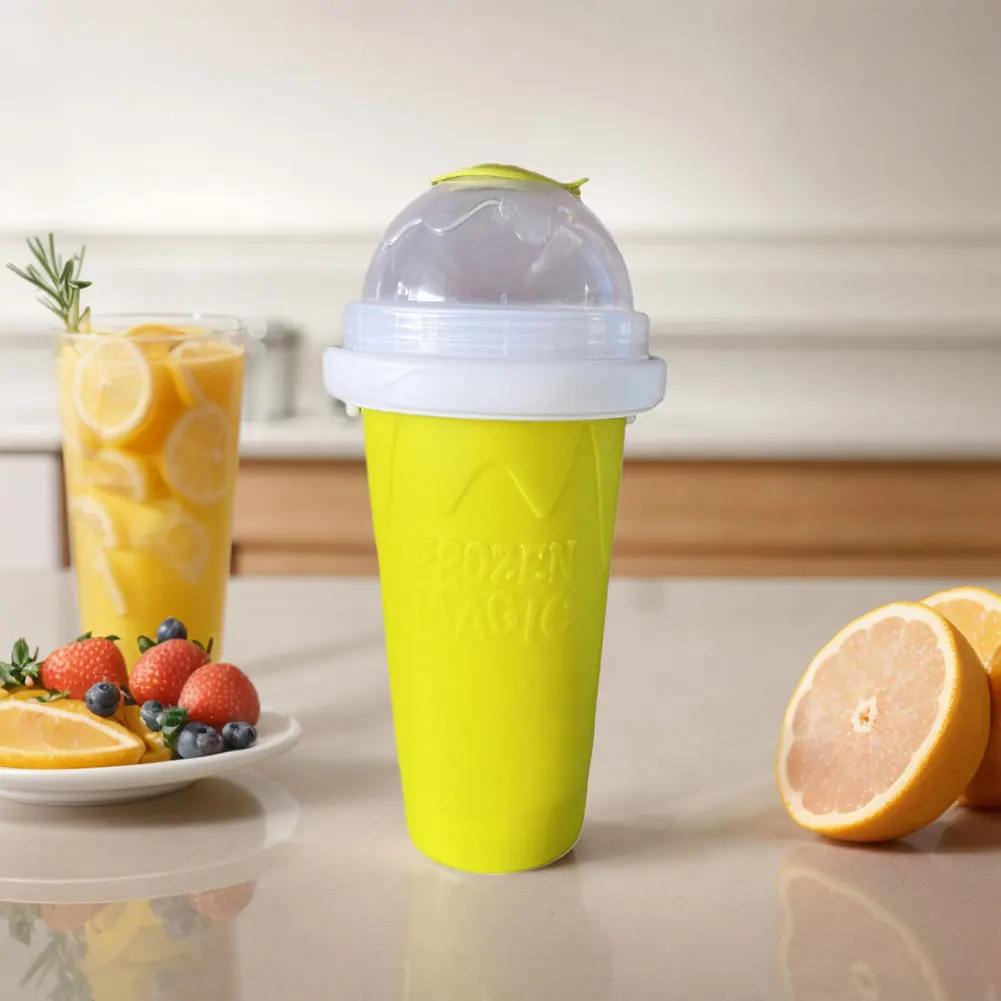 Portable Smoothie Squeeze Cup with Lid Slushie Cup for Juices Milk and Ice Cream Make for Kids Friends and Family - view 4