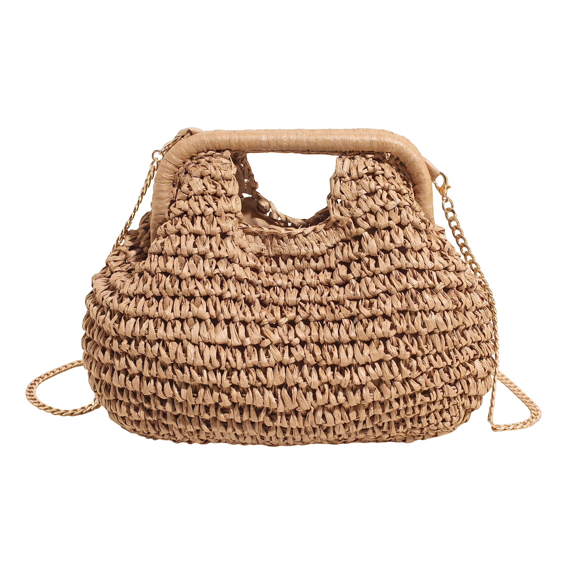 

Handbag from china. Summer Joker chain bag female 2025 new super fire niche straw bag crossbody bag woven portable small bag