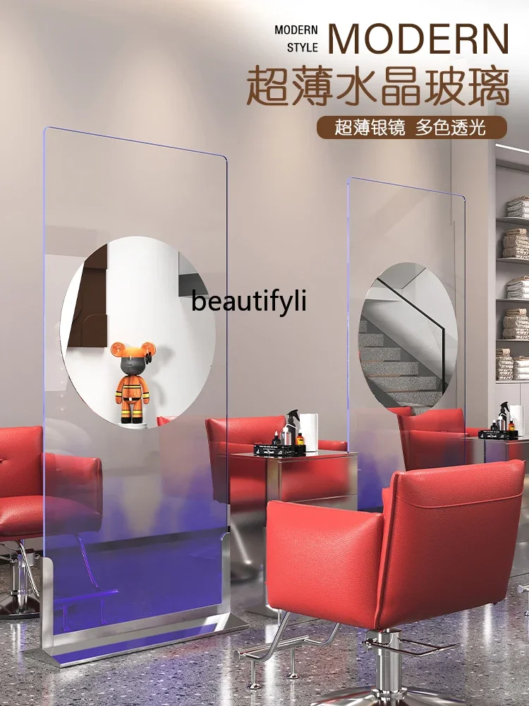 

smt03 Barber Shop Dressing Table Double-Sided Floor Hair Salon Mirror HD Light Luxury Salon Mirror