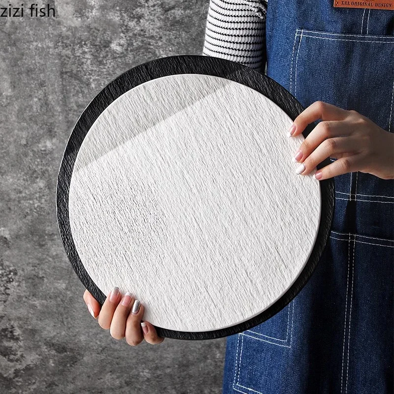 

Stone Patterned Ceramic Plate Restaurant Steak Plate Cake Dessert Dish Pasta Dish Matte Flat Plate Molecular Cuisine Tableware