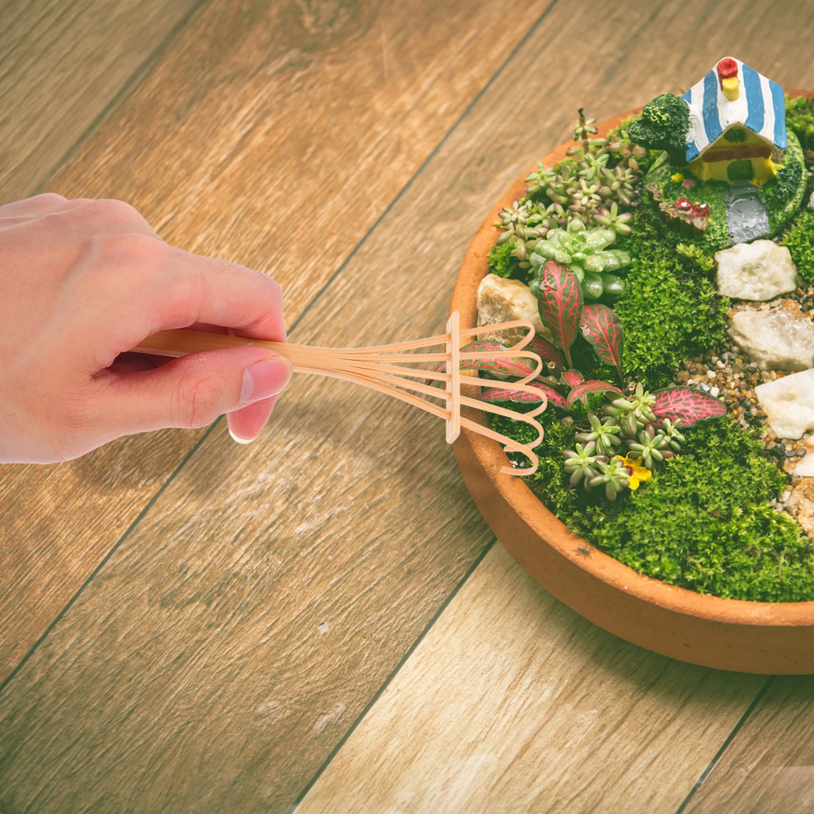 

1set 1Set Zen Rake Tools Mini Sand Rakes Set For Miniature Rock Decor Desktop Meditation Durable Wooden Tray Mini Zen Garden Kit