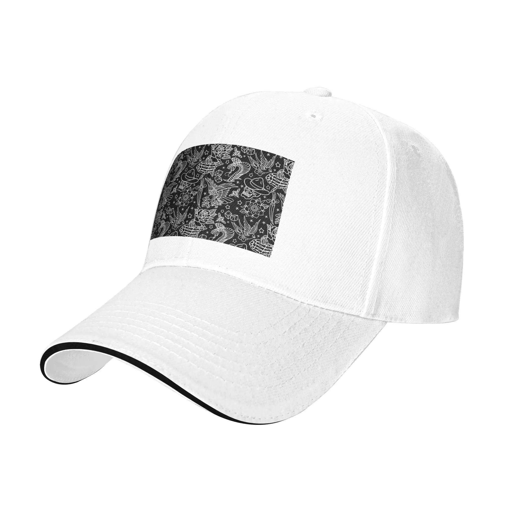 American Traditional Tattoo Flash Print Cap Casual Baseball Caps Adjustable Hat Hip Hop Summer Unisex Baseball Hats Customizable
