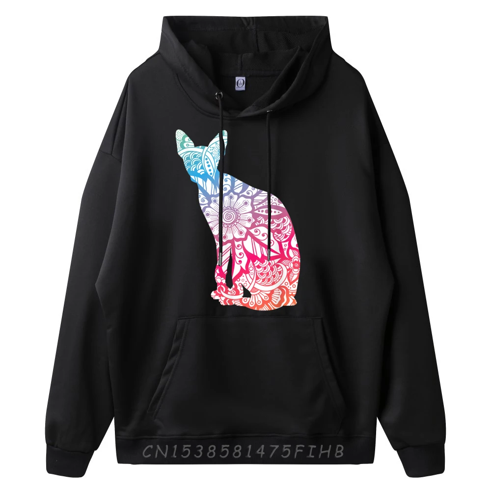 Pastel Flower Tattoo Sphynx Cat Lover Vintage Pullover Hoodies Men Long Sleeve Tee Camisa Vaporwave