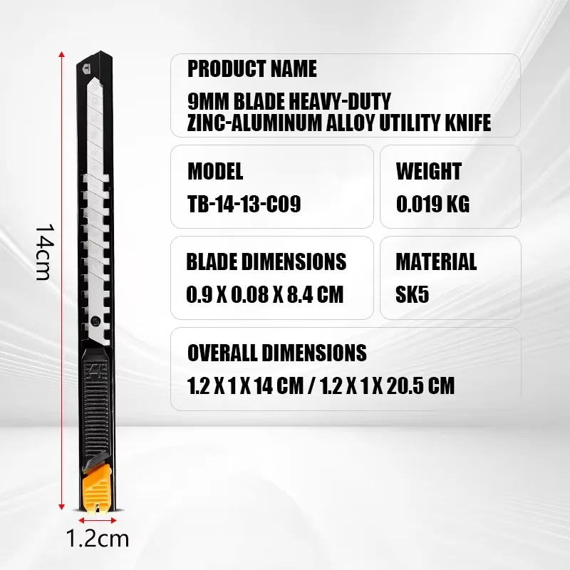 TOUGHBUILT TB-H4-13-C09 9mm Utility Knife, Heavy-Duty Sliding Cutter with Safety Lock, Woodworking & DIY Cutting Hand Tool