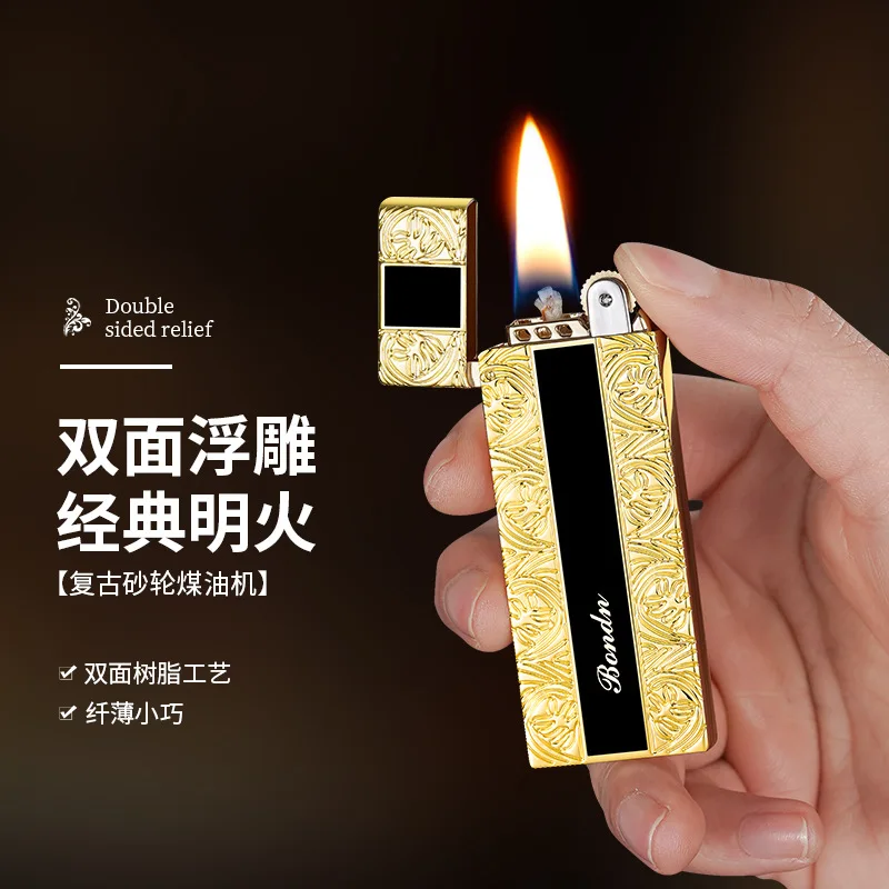 

Creative and Personalized Retro Kerosiene Lighter, High-looking, Compact, Portable Lighter, Grinding Wheel, Open Flame