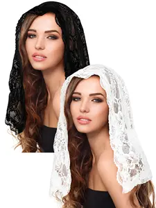 Voiles en dentelle pour l’église Mantilla Voile catholique Messe latine Couvre-tête Voiles blancs noirs Voiles pour femmes mariées 8 meilleures ventes Catholic Veil - No 8