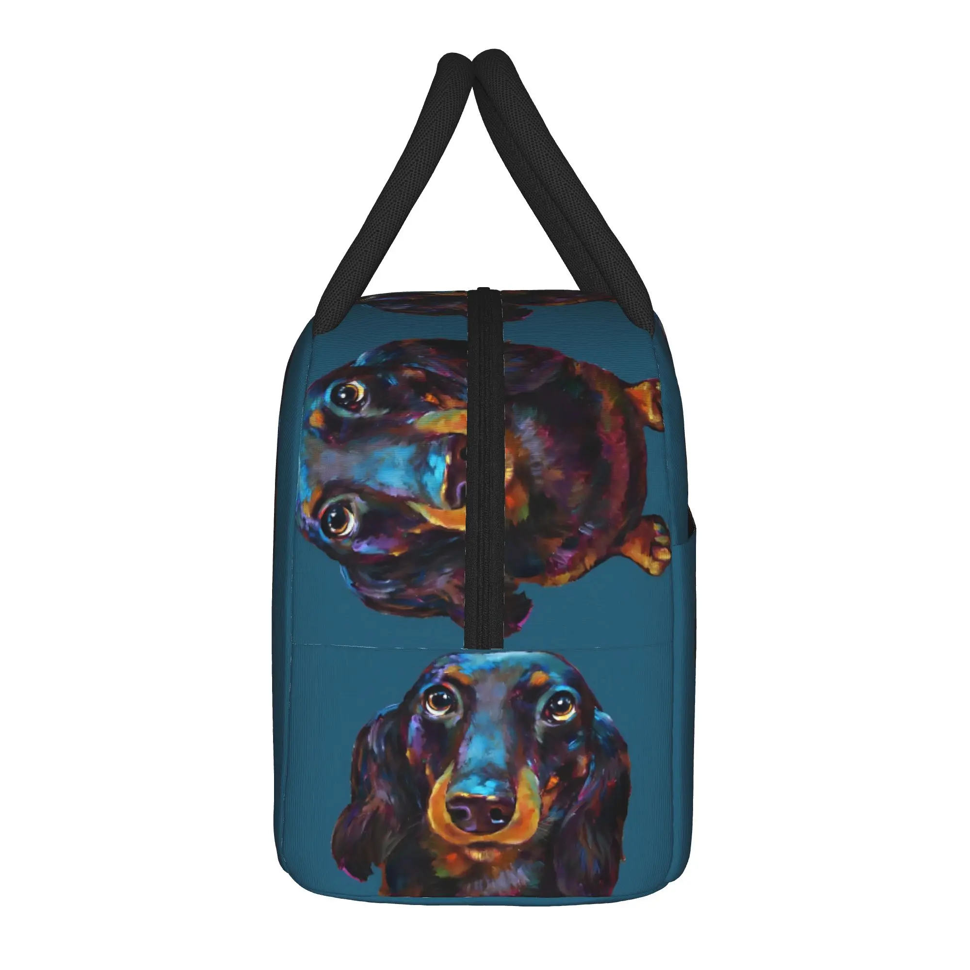 Colorful Abstract Dachshund Art Print Lunch Bag Picnic Lunch Box For Child Thermal Lunch Bags Oxford Portable Cooler Bag
