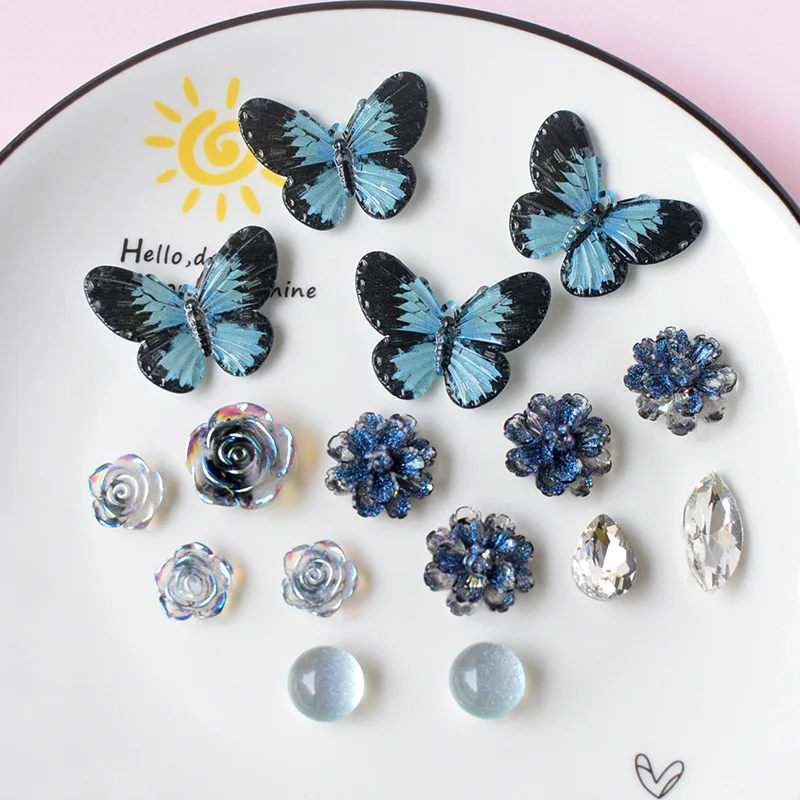 1 Set Fashion Shoe Charms Set Accessories Hole Shoe Buckle Shining Cat Eyes Diamond ButterflyDIY Shoes Decorations Girls Gift