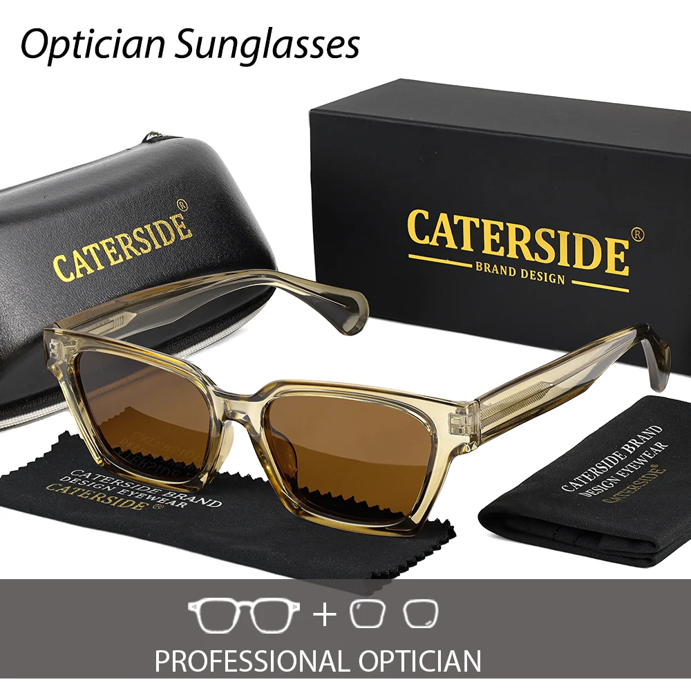 CATERSIDE Herren-Sonnenbrille mit Sehstärke, maßgeschneiderte optische Sonnenbrille mit quadratischen Gläsern für Damen, Myopie-Brille für das Fahren im Freien – Detail 1