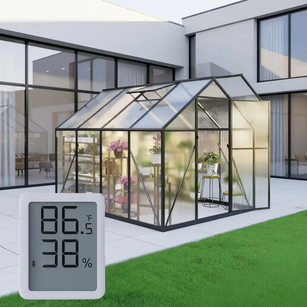 

6x7.5ft Outdoor Greenhouse, Durable Polyethylene, Walk-in Garden Greenhouse with Ventilation and Hygrometer