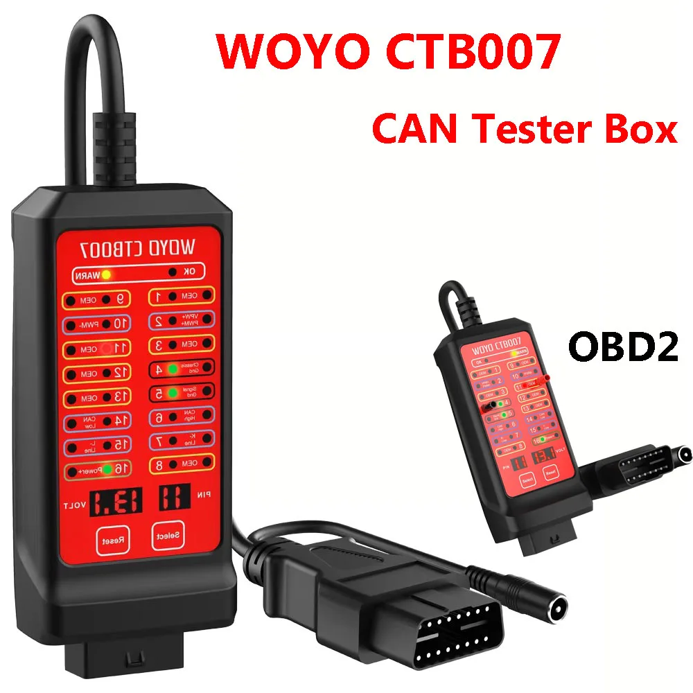 

WOYO CTB007 CAN Tester Box 16Pin ECU Scanner OBD2 12V 24V Car Breakout Box with 27/59in Cable Automotive Diagnostic Tools