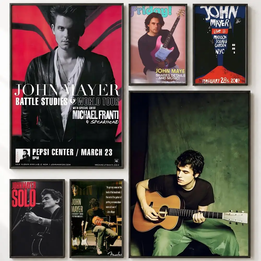 John Mayer Pop Rock Poster HD poster wall art self-stick no-residue for home cafe office great gift