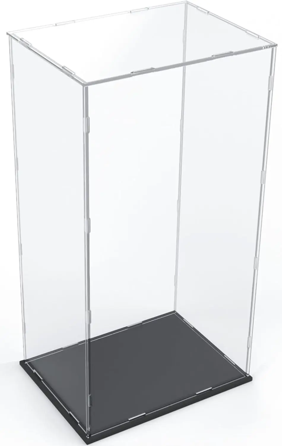 

29-Inch Tall Clear Acrylic Display Case for Large Collectibles, Dustproof Protective Box with Black Base