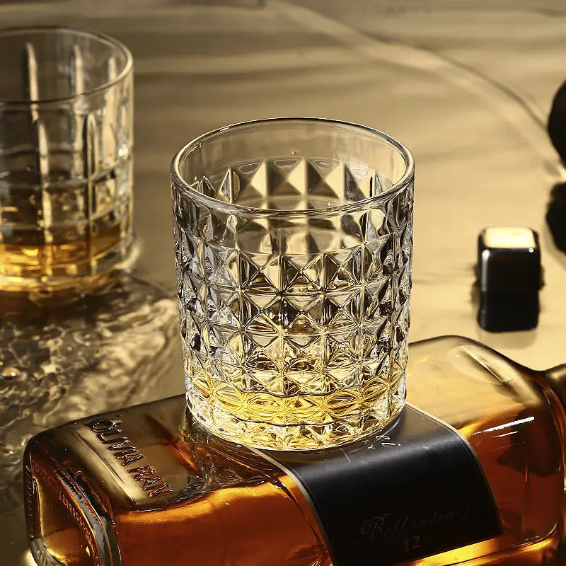 300ml/330ml High End Wine Glasses Cocktail Glass Diamond Glass Cup Transparent Whiskey Glass Bar Water Bottle Party Brandy Cup