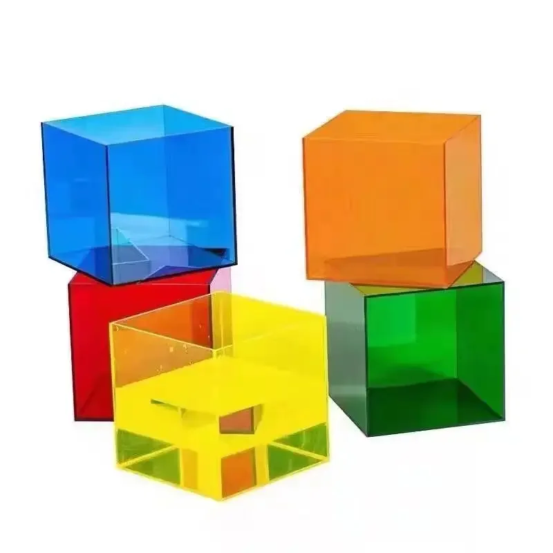 20x20x20cm Colourful Transparent Acrylic Cover Figures Box Frosted Display Storage Box Model Toy Anti Dust Cover No Need Install