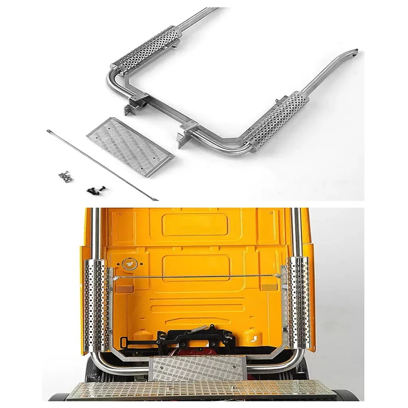 LESU For 1/14 Tamiya R620 R470 Model Toy Tractor Truck Exhaust Pipe Assembly Double Chimney Through Hole G-6216