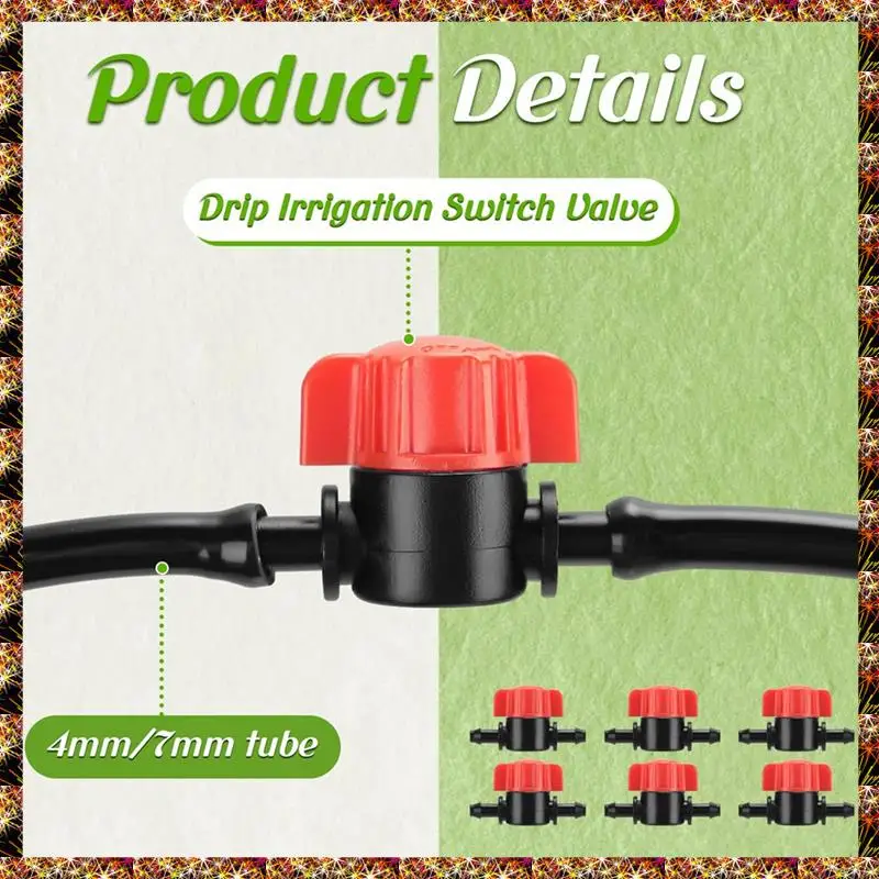 BTCL 50 pièces 1/4 pouces barbelé vanne d'arrêt tube d'irrigation goutte à goutte vanne d'accouplement vanne d'irrigation goutte à goutte pour 1/4 pouces tube