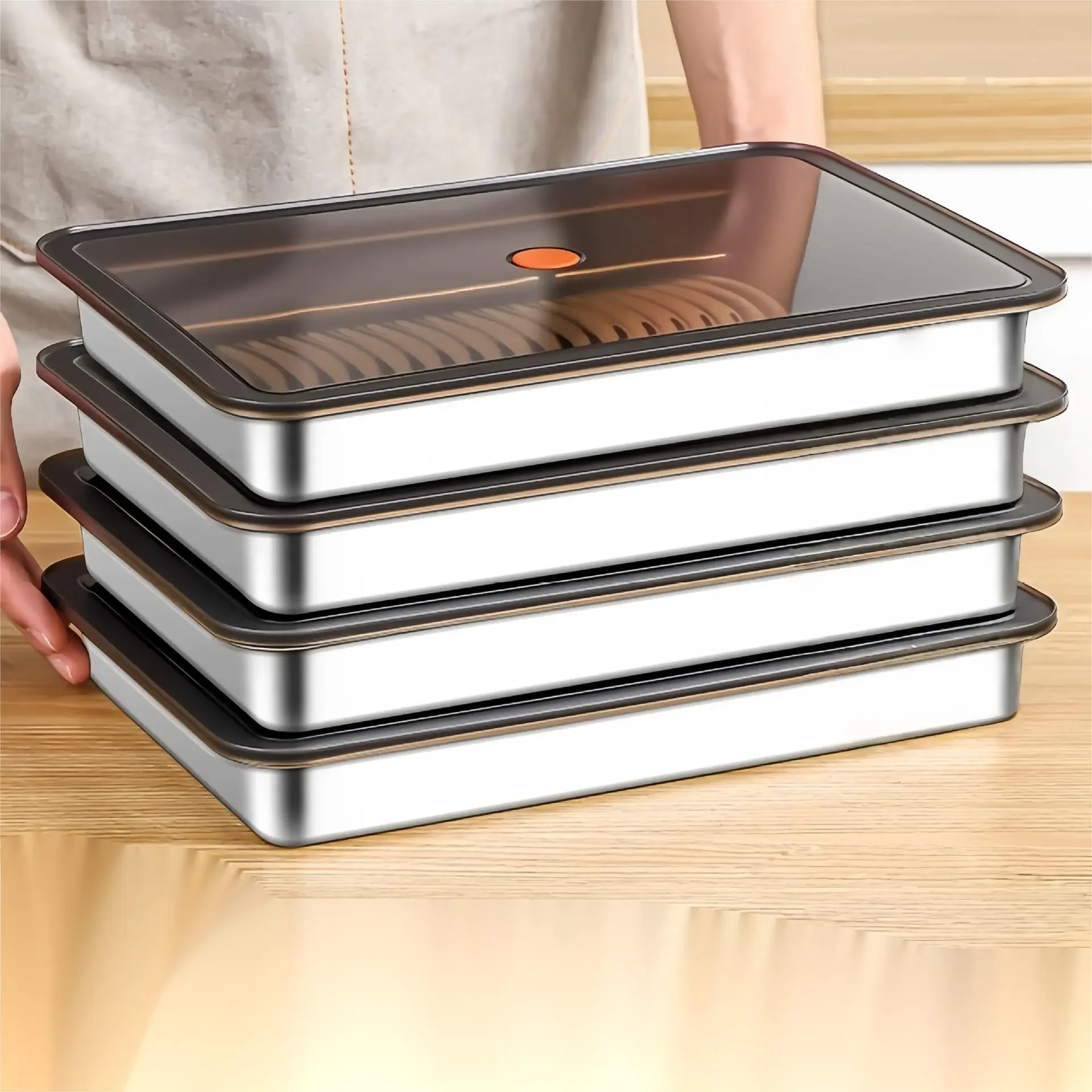 Portable Stainless Steel Lunch Box with Airtight Lid Reusable Airtight Food Storage Boxes Fresh Box Crisper