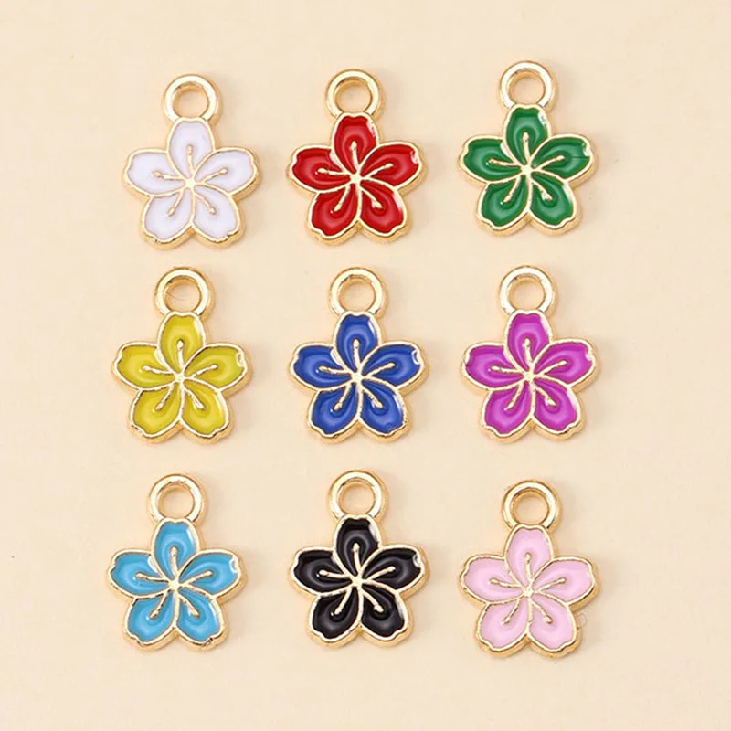 

20Pcs Charms Mixed Color Enamel Mini Cute Cherry Blossoms Flower Pendants For DIY Sakura Earrings Bracelet Jewelry Accessories