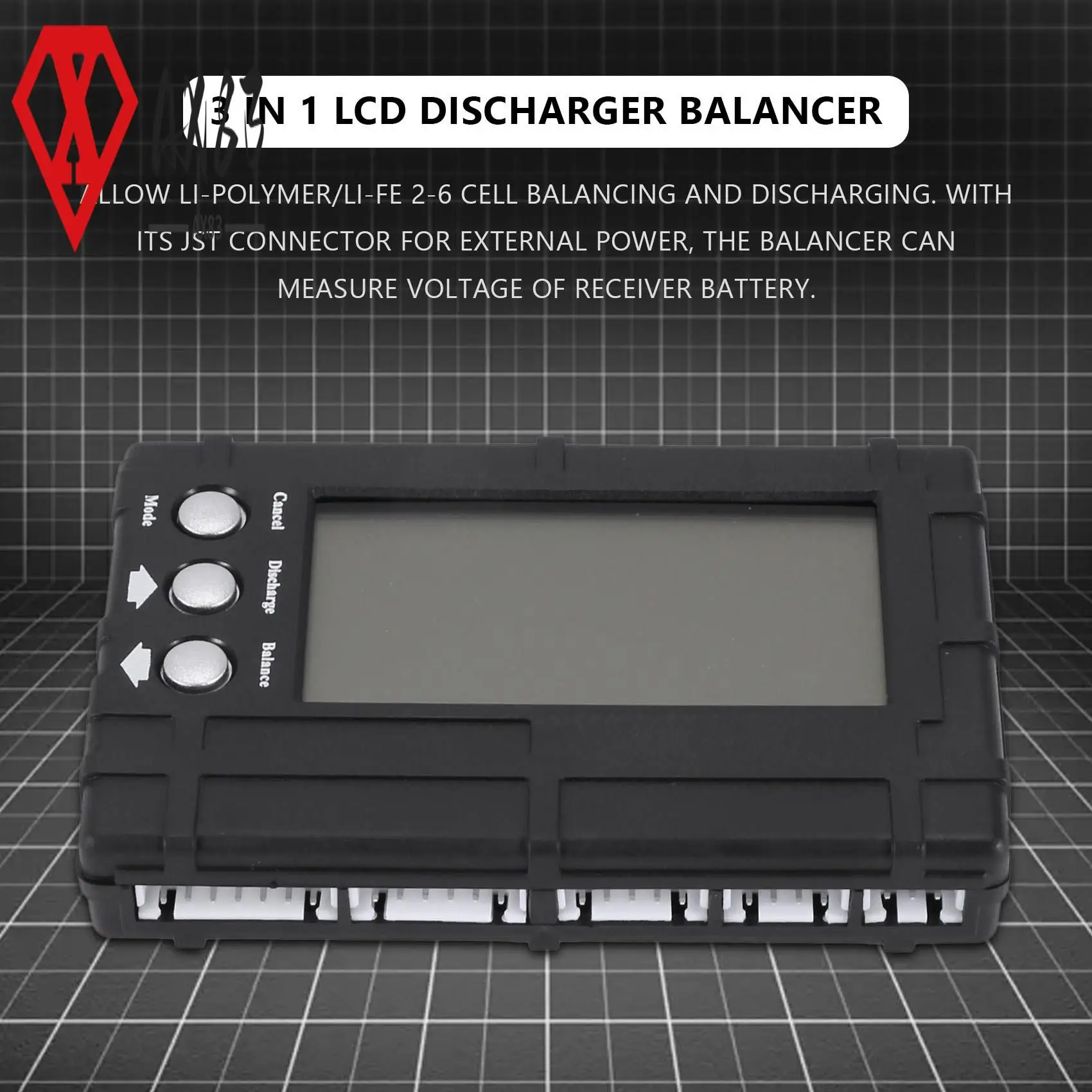 

AX83-3 In 1 LCD RC Battery Discharger Balancer Meter Tester For 2-6S Lipo Li-Fe Battery Voltage Meter