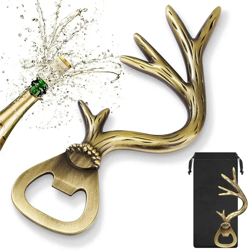 

Creative Wedding Barware Set Elk Shape Bottle Opener Metal Beer Soda Drink Openers Tool for Party Club Kicthen Corkscrew Gadget