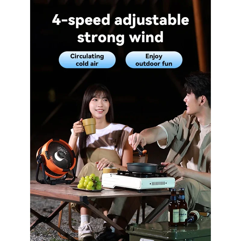 Ventilador portátil recargable para acampar al aire libre, circuladores de aire inalámbricos para tienda de campaña, ventiladores de techo con gancho y luz, 20000mAh