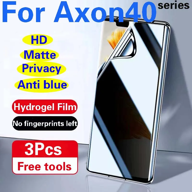 Axon40Ultra Matte Screen Protector For ZTE Axon 40Ultra Privacy Hydrogel Film Axon40Pro Antipeeping Full Coverage HD Blue Soft