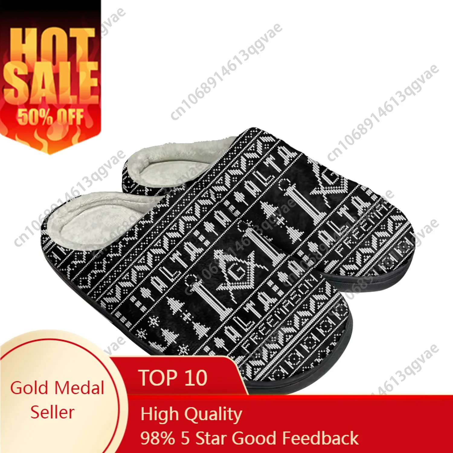 

Masonic Mason Freemason Pattern Home Cotton Slippers Mens Womens Teenager Plush Bedroom Keep Warm Shoes Custom Made Slipper